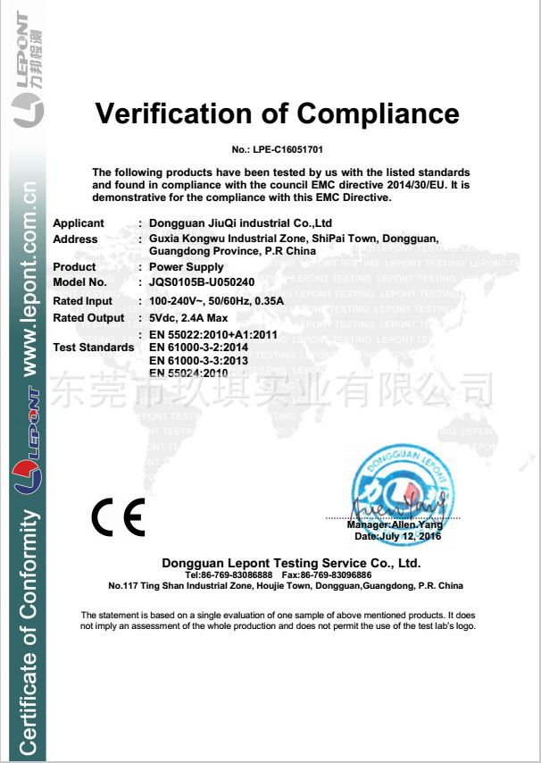 12W CE certificate